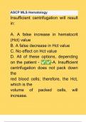 ASCP MLS Hematology Questions with 100% Actual correct answers | verified | latest update | Graded A+ | Already Passed | Complete Solution 2024 - 2025