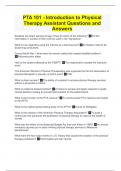 PTA 101 - Introduction to Physical Therapy Assistant Questions and Answers