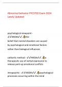 Abnormal behavior PYC3702 Exam 2024 Lately Updated