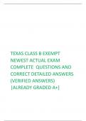 TEXAS CLASS B EXEMPT NEWEST ACTUAL EXAM  COMPLETE QUESTIONS AND  CORRECT DETAILED ANSWERS  (VERIFIED ANSWERS)  |ALREADY GRADED A+]