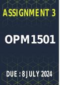 OPM1501 Assignment 3 Due 8 July 2024