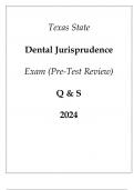 Texas State Dental Jurisprudence Exam (Pre-Test Review) Q & S 2024.