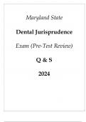 Maryland State Dental Jurisprudence Exam (Pre-Test Review) Q & S 2024