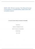 SNHU IDS 150 6-2 Journal- The Role of Human Consumption in Sustainability Latest 2024 with complete solution