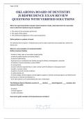 OKLAHOMA BOARD OF DENTISTRY JURISPRUDENCE EXAM REVIEW QUESTIONS WITH VERIFIED SOLUTIONS