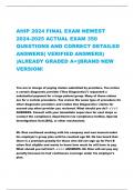 AHIP 2024 FINAL EXAM NEWEST 2024-2025 ACTUAL EXAM 350 QUESTIONS AND CORRECT DETAILED ANSWERS( VERIFIED ANSWERS) |ALREADY GRADED A+||BRAND NEW VERSION!