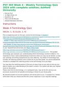 PSY 303 Week 4 - Weekly Terminology Quiz 2024 with complete solution; Ashford University