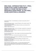 WGU D322 - INTRODUCTION TO IT - FINAL EXAM STUDY GUIDE (CARDS MADE DIRECTLY FROM THE WGU STUDY RESOURCE GIVEN PRIOR  TO THE FINAL EXAM) QUESTIONS & ANSWERS.