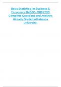 Basic Statistics for Business &  Economics (MGSC-5108) 200 Complete Questions and Answers  Already Graded Athabasca Univers