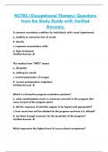 NCTRC (Occupational Therapy) Questions  from the Study Guide with Verified  Answers.