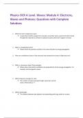 Physics OCR A Level. Waves: Module 4: Electrons,  Waves and Photons: Questions with Complete  Solutions