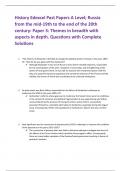 History Edexcel Past Papers A Level; Russia  from the mid-19th to the end of the 20th  century: Paper 3: Themes in breadth with  aspects in depth. Questions with Complete  Solutions