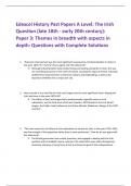 Edexcel History Past Papers A Level: The Irish  Question (late 18th - early 20th century):  Paper 3: Themes in breadth with aspects in  depth: Questions with Complete Solutions