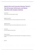 Edexcel (A) A-Level Economics Revision Theme 2:  The UK Economy, Performance and Policies Questions with Complete Solutions