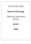 (WGU C273) SOCG 1010 Intro to Sociology Objective Assessment Review Q & S 2024.