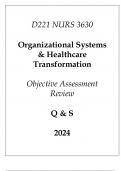 (WGU D221) NURS 3630 Organizational Systems & Healthcare Transformation Objective Assessment