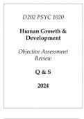 (WGU D202) PSYC 1020 Human Growth & Development Objective Assessment Review Q & S