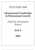 (WGU D218) NURS 3600 Interpersonal Leadership & Professional Growth Objective Assessment Review