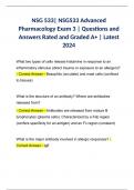 NSG 533| NSG533 Advanced Pharmacology Exam 3 | Questions and Answers Rated and Graded A+ | Latest 2024 