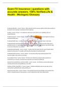 Exam FX Insurance ( questions with accurate answers. 100% Verified.Life & Health - Michigan) Glossary