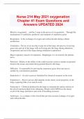   Nurse 214 May 2021 oxygenation Chapter 41 Exam Questions and Answers UPDATED 2024