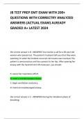 JB TEST PREP EMT EXAM WITH 200+ QUESTIONS WITH CORRECTRY ANALYZED ANSWERS (ACTUAL EXAM) ALREADY GRADED A+ LATEST 2024           