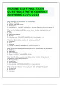 MARINE BIO FINAL EXAM QUESTIONS WITH CORRECT ANSWERS 100% 2024