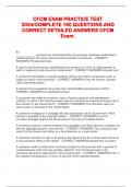 CFCM EXAM PRACTICE TEST  2024/COMPLETE 160 QUESTIONS AND  CORRECT DETAILED ANSWERS CFCM  Exam. 