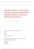 EDU 300 - CHAPTER 11 Learners Who  Are Deaf or Hard of Hearing//ARS 300  study guide Questions and Answers  {Arizona State University}