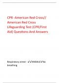 CPR -American Red Cross// American Red Cross  Lifeguarding Test (CPR/First  Aid) Questions And Answers