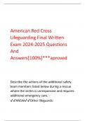 American Red Cross  Lifeguarding Final Written  Exam 2024-2025 Questions  And Answers[100%]***aproved