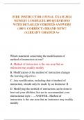 FIRE INSTRUCTOR 1 FINAL EXAM 2024  NEWEST COMPLETE 400 QUESTIONS  WITH DETAILED VERIFIED ANSWERS  (100% CORRECT) /BRAND NEW!!  /ALREADY GRADED A+