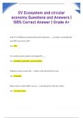 EV Ecosystem and circular  economy Questions and Answers |  100% Correct Answer | Grade A+ 