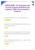 SSEVECEWB - EV Ecosystem and  Circular Economy Questions and  Answers | 100% Correct Answer |  Grade A+ 