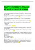 RCP 160 Midterm Review Questions and Answers 