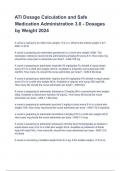 ATI Dosage Calculation and Safe Medication Administration 3.0 - Dosages by Weight 2024.