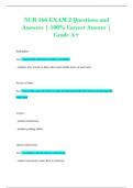 NUR 166 EXAM 2 Questions and  Answers | 100% Correct Answer |  Grade A+