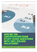 AVID MC 200 CERTIFICATION EXAM STUDY GUIDE QUESTIONS WITH 100% SOLVED SOLUTIONS!!