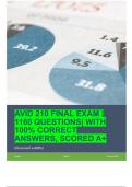 AVID 210 FINAL EXAM |1160 QUESTIONS| WITH 100% CORRECT ANSWERS, SCORED A+