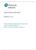 Mark Scheme (Results) January 2023 Pearson Edexcel International Advanced Level in Physics (WPH16) Paper 01 Practical Skills in Physics II