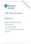 Mark Scheme (Provisional)  Summer 2021 Pearson Edexcel International Advanced Level In Economics (WEC14) Unit 4: Developments in the global economy