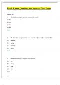 Earth Science Questions And Answers Final Exam 2024