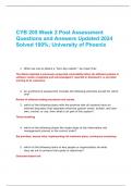 CYB 205 Week 2 Post Assessment Questions and Answers Updated 2024 Solved 100%; University of Phoenix