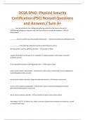 DCSA SPeD: Physical Security Certification (PSC) Revised Questions and Answers / Sure A+