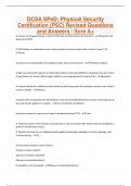 DCSA SPeD: Physical Security Certification (PSC) Revised Questions and Answers / Sure A+