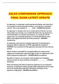 SALES COMPARISON APPROACH FINAL EXAM LATEST UPDATE