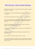 NUR 192: Quiz 1 with Complete Solutions 