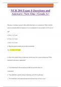 NUR 204 Exam 4 Questions and  Answers | New One | Grade A+