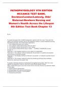 PATHOPHYSIOLOGY 9TH EDITION  MCCANCE TEST BANK. Davidson/London/Ladewig, Olds'  Maternal-Newborn Nursing and  Women's Health Across the Lifespan  9th Edition Test Bank Chapter 13