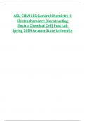 ASU CHM 116 General Chemistry II  Electrochemistry (Constructing  Electro Chemical Cell) Post Lab  Spring 2024 Arizona State University